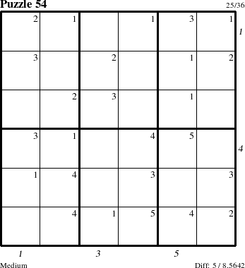 Step-by-Step Instructions for Puzzle 54 with all 5 steps marked