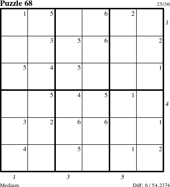 Step-by-Step Instructions for Puzzle 68 with all 6 steps marked