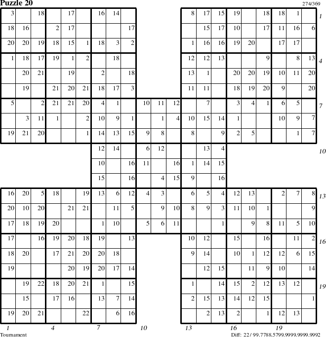 Step-by-Step Instructions for Puzzle 20 with all 22 steps marked