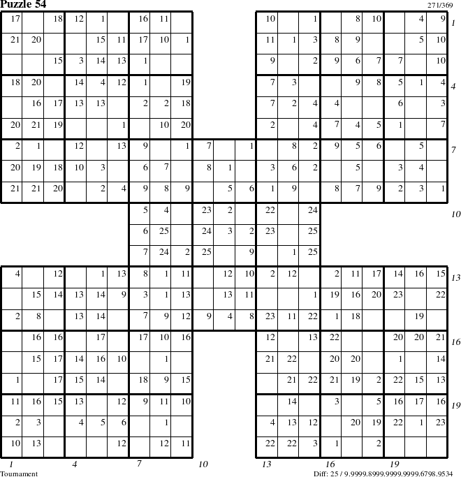 Step-by-Step Instructions for Puzzle 54 with all 25 steps marked