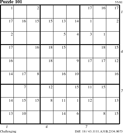 Step-by-Step Instructions for Puzzle 101 with all 18 steps marked