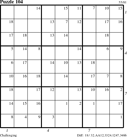 Step-by-Step Instructions for Puzzle 104 with all 18 steps marked