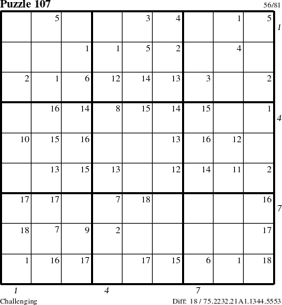 Step-by-Step Instructions for Puzzle 107 with all 18 steps marked