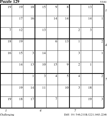 Step-by-Step Instructions for Puzzle 129 with all 19 steps marked