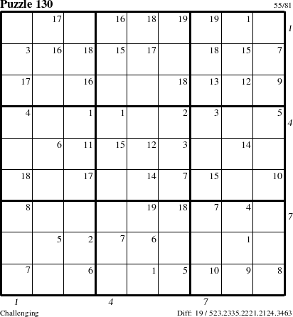 Step-by-Step Instructions for Puzzle 130 with all 19 steps marked