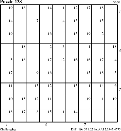 Step-by-Step Instructions for Puzzle 138 with all 19 steps marked