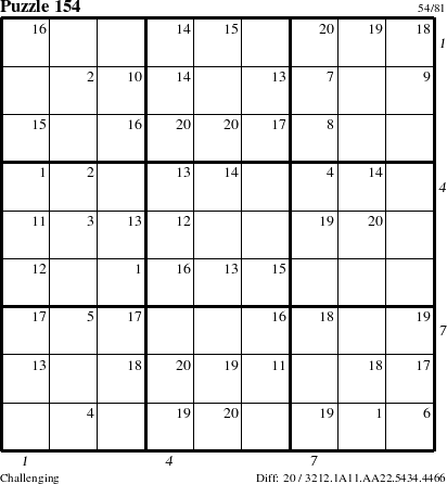 Step-by-Step Instructions for Puzzle 154 with all 20 steps marked