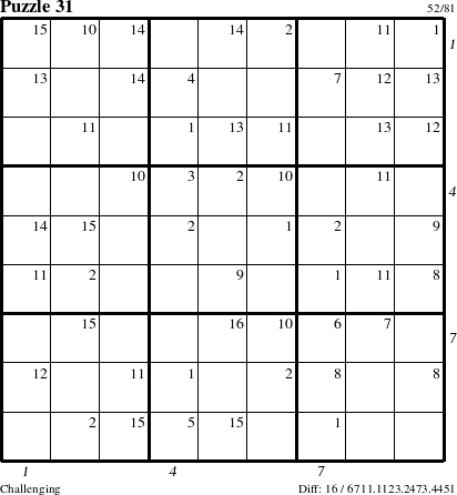 Step-by-Step Instructions for Puzzle 31 with all 16 steps marked