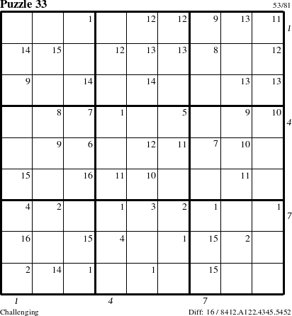 Step-by-Step Instructions for Puzzle 33 with all 16 steps marked