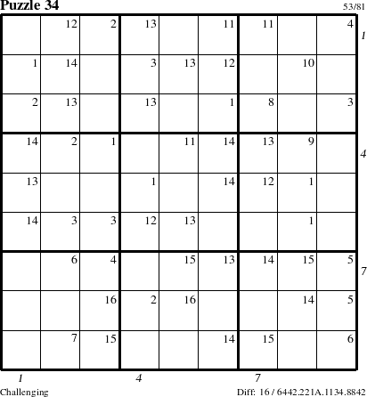 Step-by-Step Instructions for Puzzle 34 with all 16 steps marked