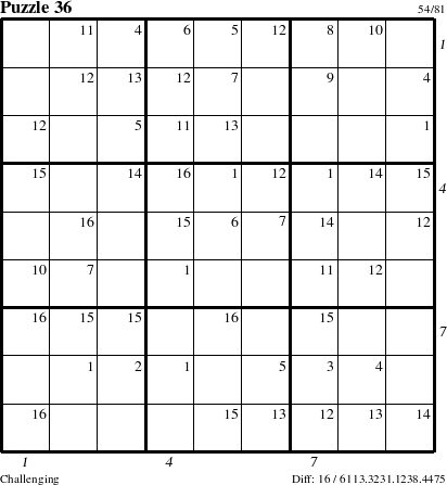 Step-by-Step Instructions for Puzzle 36 with all 16 steps marked