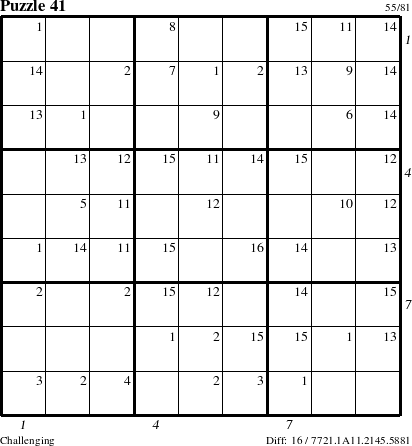 Step-by-Step Instructions for Puzzle 41 with all 16 steps marked