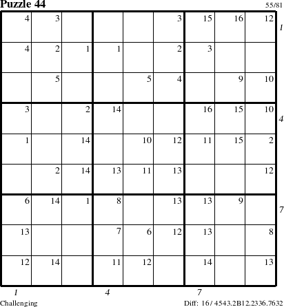 Step-by-Step Instructions for Puzzle 44 with all 16 steps marked