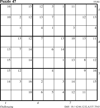 Step-by-Step Instructions for Puzzle 47 with all 16 steps marked