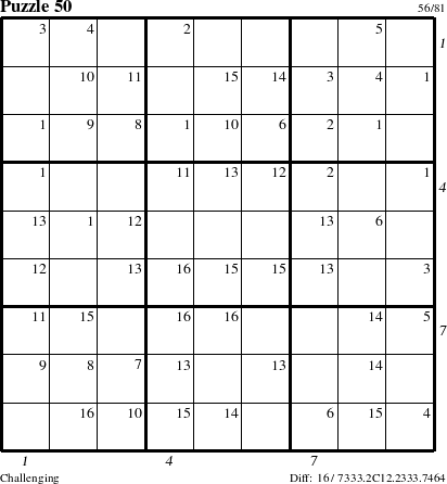 Step-by-Step Instructions for Puzzle 50 with all 16 steps marked