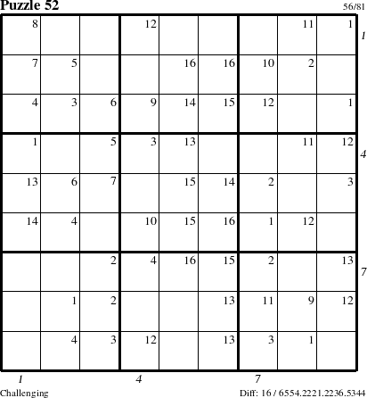 Step-by-Step Instructions for Puzzle 52 with all 16 steps marked