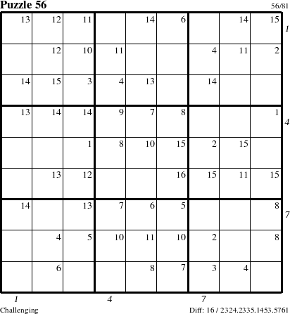 Step-by-Step Instructions for Puzzle 56 with all 16 steps marked