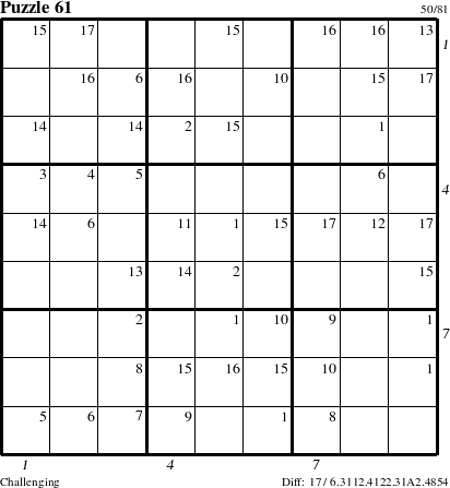 Step-by-Step Instructions for Puzzle 61 with all 17 steps marked