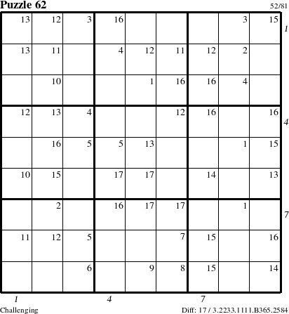 Step-by-Step Instructions for Puzzle 62 with all 17 steps marked