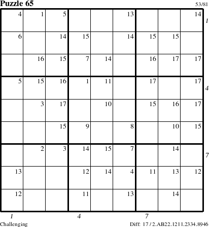 Step-by-Step Instructions for Puzzle 65 with all 17 steps marked