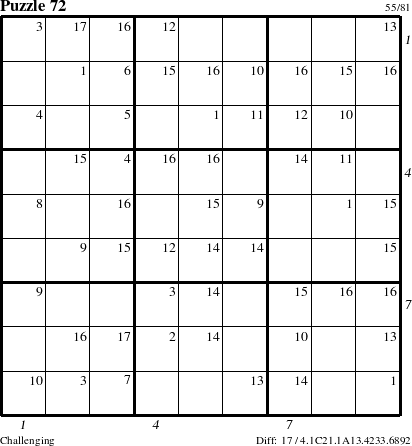 Step-by-Step Instructions for Puzzle 72 with all 17 steps marked