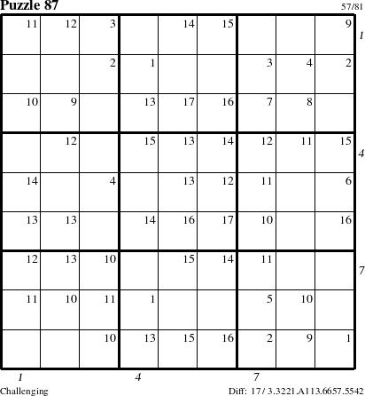 Step-by-Step Instructions for Puzzle 87 with all 17 steps marked