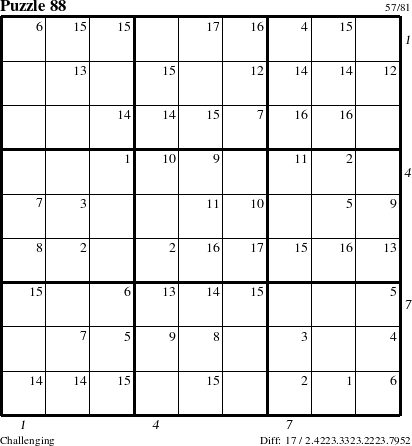 Step-by-Step Instructions for Puzzle 88 with all 17 steps marked